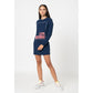 Love Moschino Chic Blue Relief Dress with Signature Design