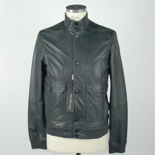 Emilio Romanelli Elegant Blue Leather Jacket for Men