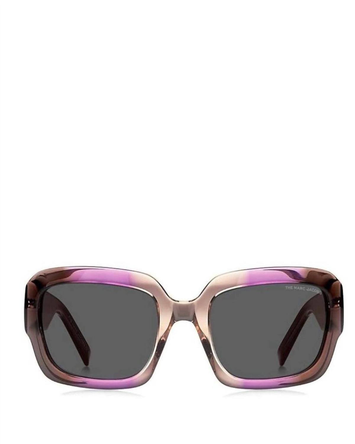 Women's Gradient Rectangular Sunglasses In Violet Brown / Grey