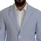 Dsquared² Blue Striped Single Breasted Formal Coat Blazer