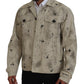 Dsquared² Off White Black Splash Print Casual Denim Jacket