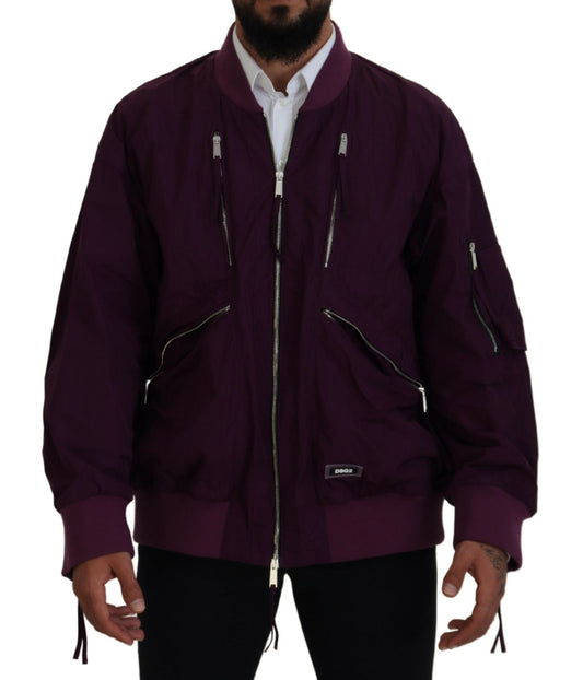 Dsquared² Purple Polyester Full Zipper Bomber Jacket