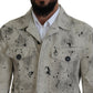 Dsquared² Off White Black Splash Print Casual Denim Jacket