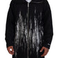 Dsquared² Black White Print Long Hooded Coat Nylon Jacket