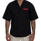 Dsquared² Black Cotton Collared Logo Print Short Sleeve Shirt