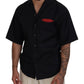 Dsquared² Black Cotton Collared Logo Print Short Sleeve Shirt