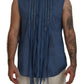 Dsquared² Blue Cotton Chain Embellishment Sleeveless Shirt