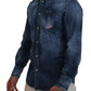 Dsquared² Blue Washed Collared Men Casual Long Sleeves Shirt