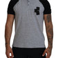 Dsquared² Gray Black Cotton Short Sleeves Collared T-shirt