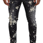 Dsquared² Gray Wash White Splash Print Skinny Denim Jeans