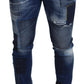 Dsquared² Blue Washed Patchwork Skinny Men Denim Jeans