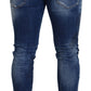 Dsquared² Blue Washed Patchwork Skinny Men Denim Jeans