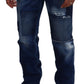 Dsquared² Blue Washed Patchwork Straight Fit Denim Jeans