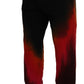 Dsquared² Black Red Cotton Logo Print Casual Pants