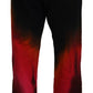 Dsquared² Black Red Cotton Logo Print Casual Pants