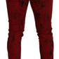 Dsquared² Red Cotton Tie Dye Skinny Casual Men Denim Jeans