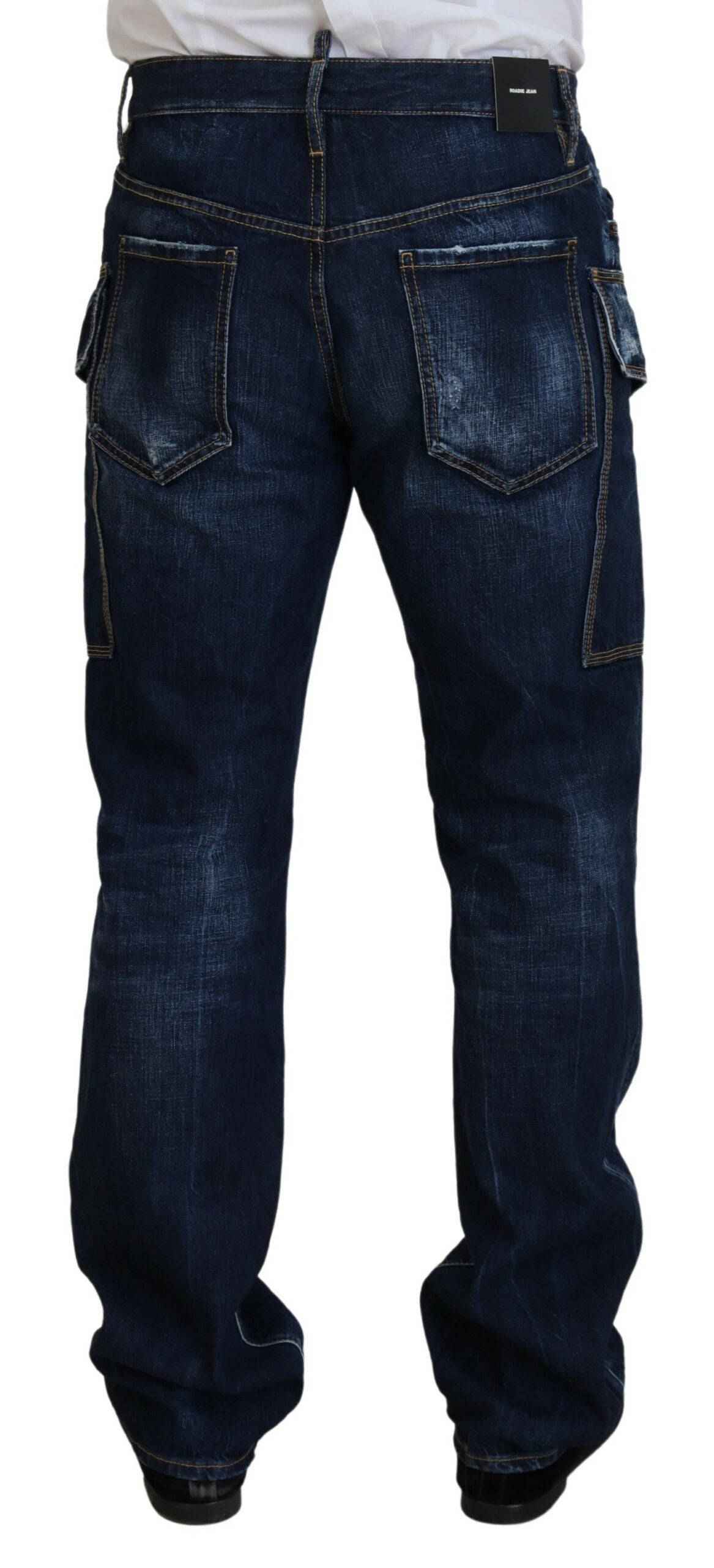 Dsquared² Blue Washed Cotton Cargo Casual Men Denim Jeans