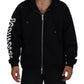 Dsquared² Black Hooded Full Zip Printed Sleeves Sweater