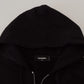 Dsquared² Black Hooded Full Zip Printed Sleeves Sweater