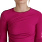 Dsquared² Fuchsia Viscose Long Sleeves Ruched Mini Dress