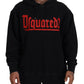 Dsquared² Black Cotton Hooded Printed Men Pullover Sweater