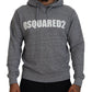 Dsquared² Gray Cotton Hooded Logo Print Men Pullover Sweater