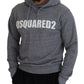 Dsquared² Gray Cotton Hooded Logo Print Men Pullover Sweater