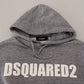 Dsquared² Gray Cotton Hooded Logo Print Men Pullover Sweater