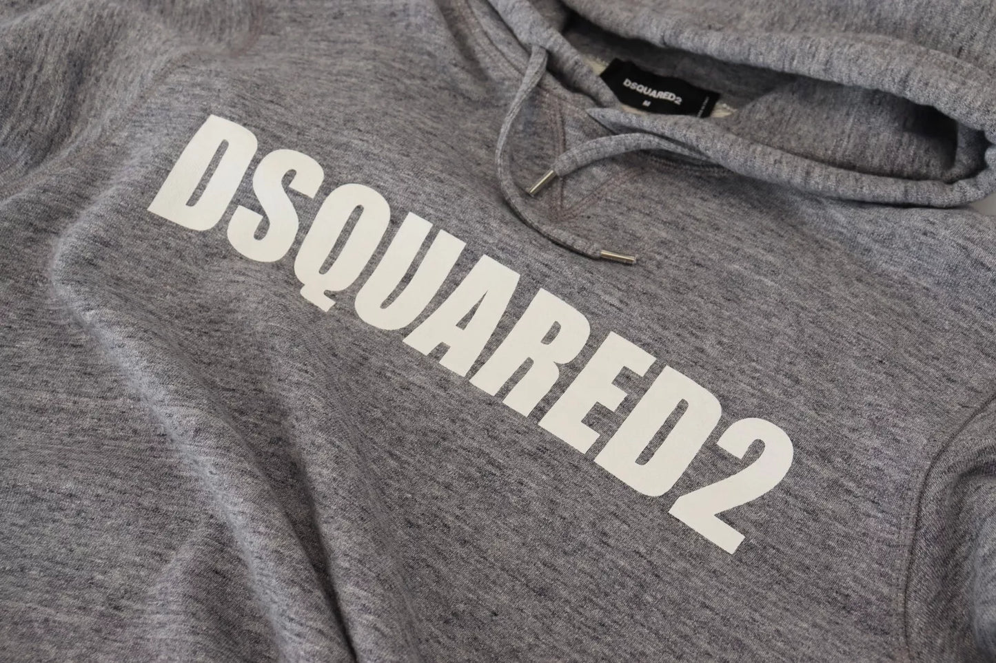 Dsquared² Gray Cotton Hooded Logo Print Men Pullover Sweater