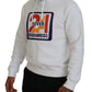 Dsquared² White Cotton Hooded Printed Men Pullover Sweater