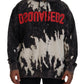 Dsquared² Gray Wash Hooded Printed Men Pullover Sweater