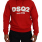 Dsquared² Red Cotton Hooded Printed Men Pullover Sweater