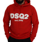 Dsquared² Red Cotton Hooded Printed Men Pullover Sweater