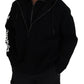 Dsquared² Black Hooded Printed Sleeves Double Zip Sweater