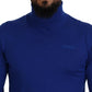 Dsquared² Blue Logo Print Long Sleeves Turtle Neck Sweater