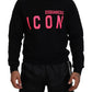 Dsquared² Black Printed Long Sleeves Pullover Sweater