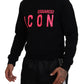 Dsquared² Black Printed Long Sleeves Pullover Sweater