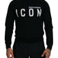 Dsquared² Black Logo Print Long Sleeves Men Pullover Sweater