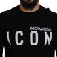 Dsquared² Black Logo Print Long Sleeves Men Pullover Sweater