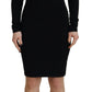 Dsquared² Black Viscose Long Sleeves Bodycon Sheath Dress