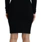 Dsquared² Black Viscose Long Sleeves Bodycon Sheath Dress