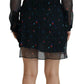 Dsquared² Black Floral Silk Long Sleeves Sheath Mini Dress