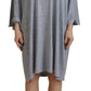 Dsquared² Gray Crystal Embellished Cotton Long Sleeves Dress