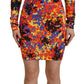 Dsquared² Multicolor Batik Open Belly Long Sleeves Dress