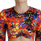 Dsquared² Multicolor Batik Open Belly Long Sleeves Dress