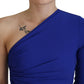 Dsquared² Blue Viscose One Shoulder Bodycon Ruched Mini Dress