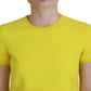 Dsquared² Yellow Nylon Short Sleeves Round Neck Mini Dress