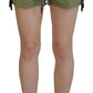 Dsquared² Green Cotton Mid Waist Drawstring Tapered Shorts