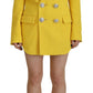 Dsquared² Yellow Peak Double Breasted Suit Blazer Short Set