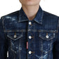 Dsquared² Blue Icon Printed Distressed Denim Jacket